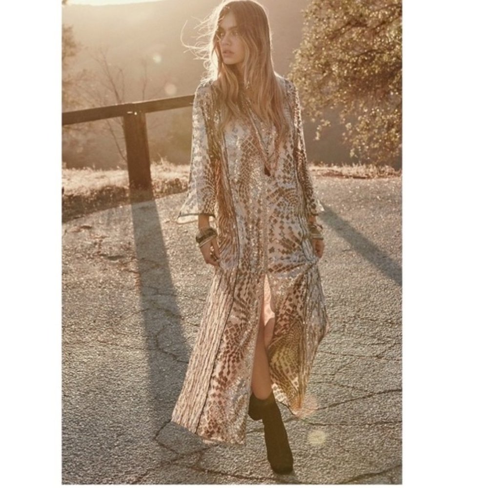 Free People Anna Sui Silver Maxi Dress